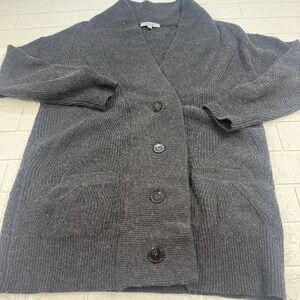Classiques Entier Wool Cashmere Cardigan Sweater Gray Button Front Size S
